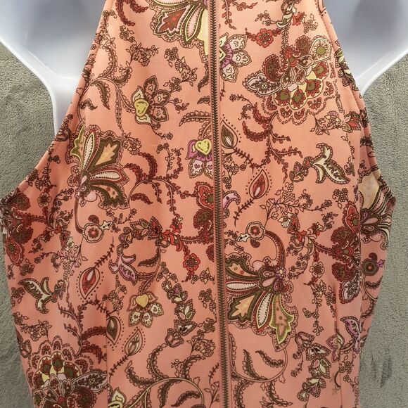Copper Key Women Sz XL Peach Paisley Sleeveless Halter Fit Flare Dress Coquette - Picture 8 of 10